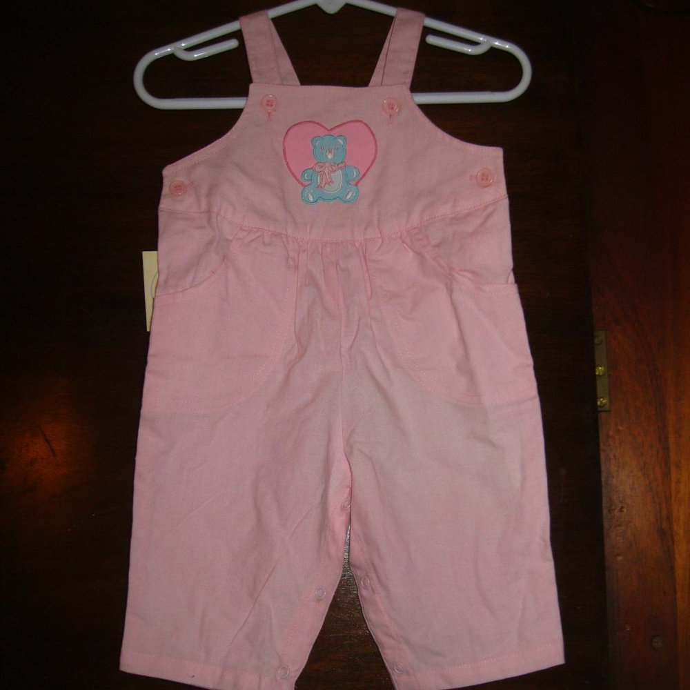 "Mine Alone" Pink overalls, 3/6 Mos